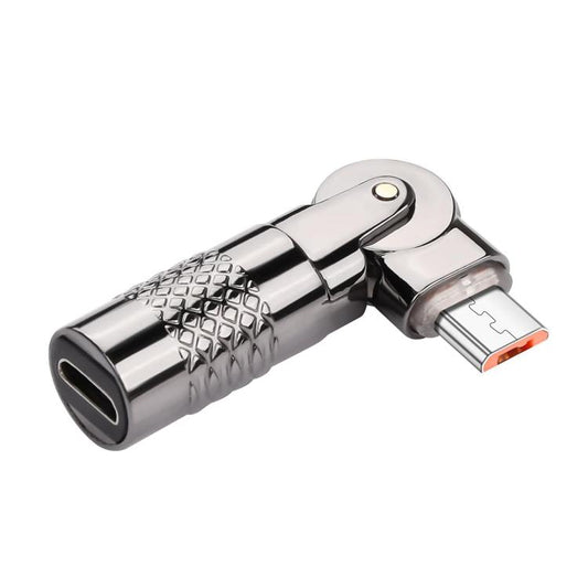 3A Metal 180 Rotating with Light Charge Adapter, Micro USB Male to Micro USB Female