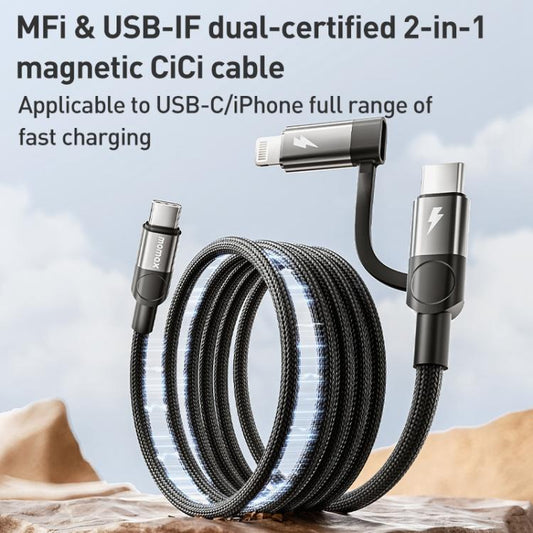 Momax Mag.Link Duo Magnetic 60W USB-C / Type-C to USB-C / Type-C / 8 Pin Data Cable, DC58 1m, DL58 60W 1m