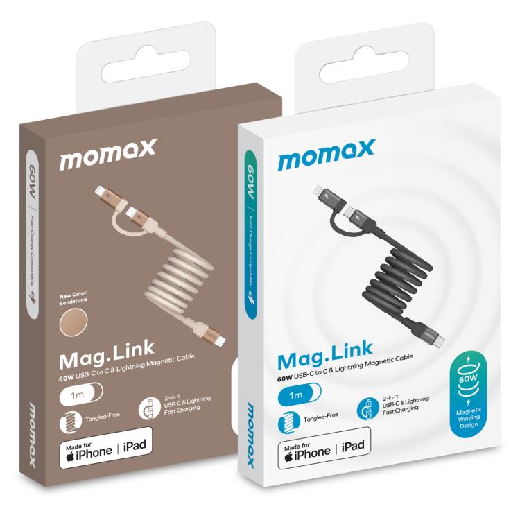 Momax Mag.Link Duo Magnetic 60W USB-C / Type-C to USB-C / Type-C / 8 Pin Data Cable, DC58 1m, DL58 60W 1m