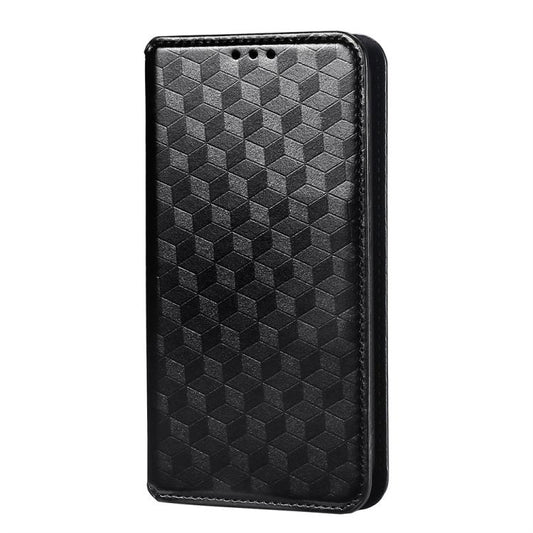 Cubic Grid Texture Flip Leather Phone Case, For Redmi Note 8 2021