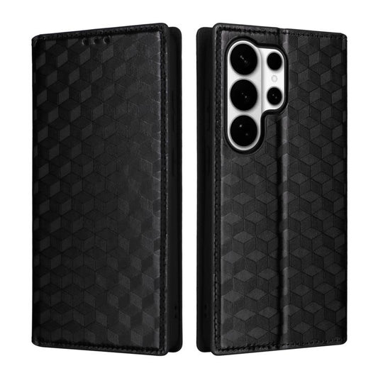 Cubic Grid Texture Flip Leather Phone Case