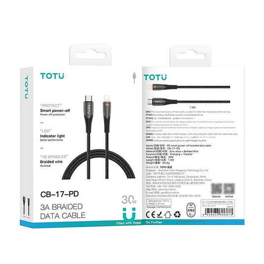 TOTU CB-17-PD 30W USB-C / Type-C to 8 Pin Smart Power-off Data Cable, CB-17-PD