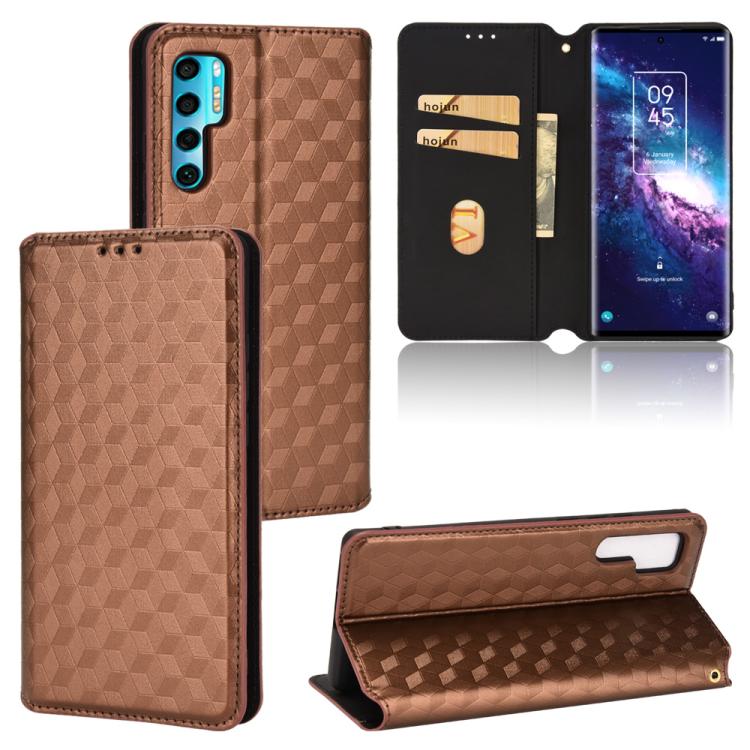 Cubic Grid Texture Flip Leather Phone Case, For TCL 20B 6159K, For TCL 205, For TCL 20 XE, For TCL 20 5G / 20S / 20L / 20L+, For TCL 20 Pro 5G