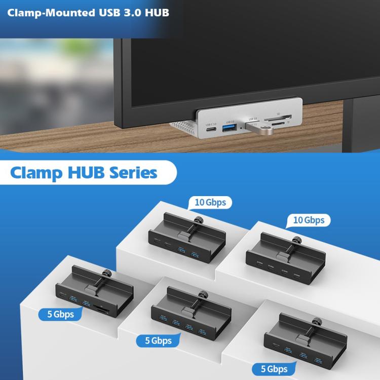 HCL-4C-Pro Aluminum Alloy 4-port Type-C3.1 Clamp Hub, HCL-4C-Pro