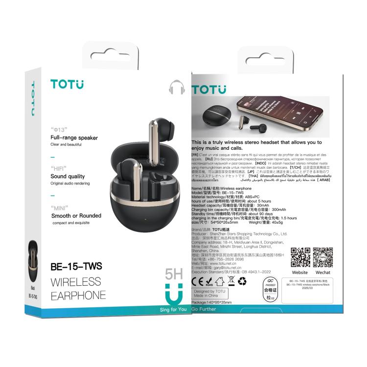 TOTU BE-15-TWS Wireless Bluetooth Earphone
