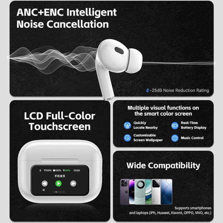 WK WS-26 Liton Series ANC+ENC Wireless Earbuds with Smart Color Screen, WS-26