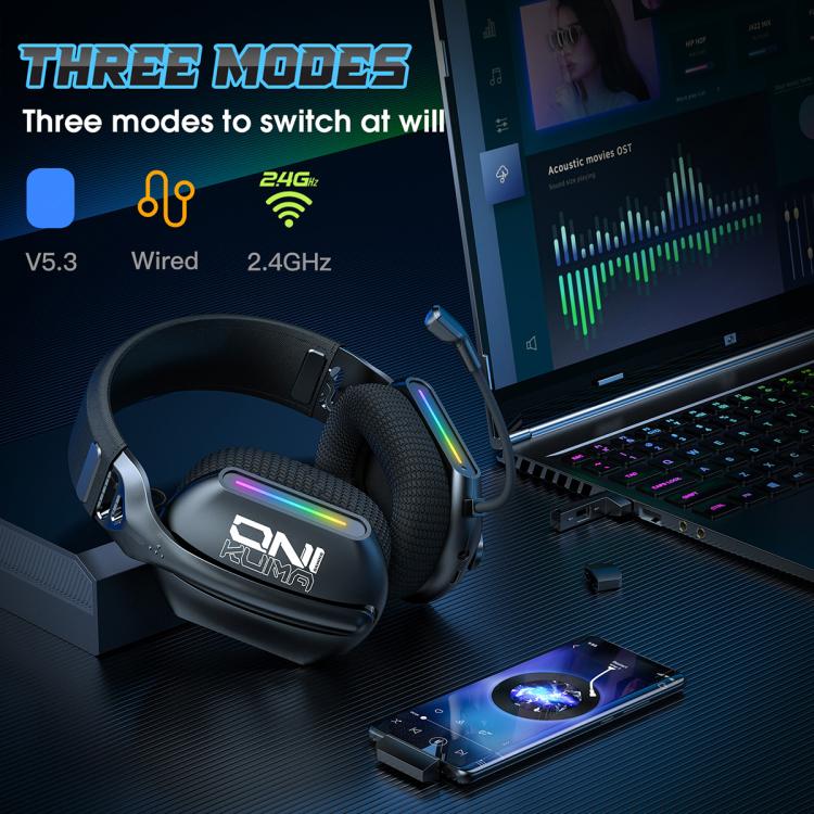 ONIKUMA GT808 Tri-mode Bluetooth 2.4G Wired E-sports Game Headset