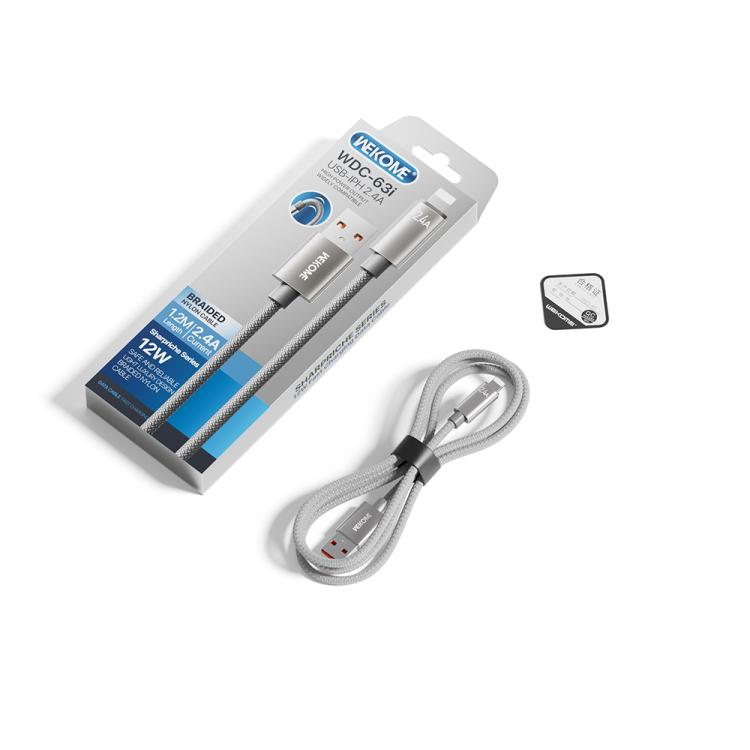 WK WDC-63i 12W USB to 8 Pin Fast Charging Data Cable, Length: 1.2m, WDC-63i
