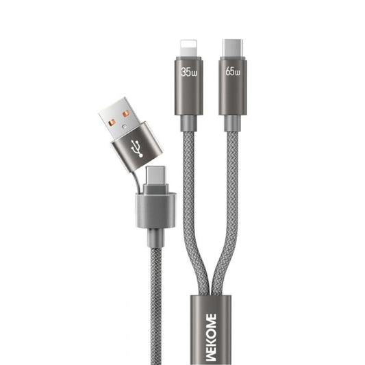 WK WDC-66 2 to 2 3A USB+Type-C to 8 Pin+Type-C Fast Charging Data Cable, Length: 1.2m, WDC-66
