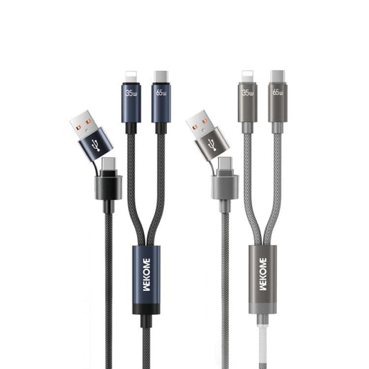 WK WDC-66 2 to 2 3A USB+Type-C to 8 Pin+Type-C Fast Charging Data Cable, Length: 1.2m, WDC-66