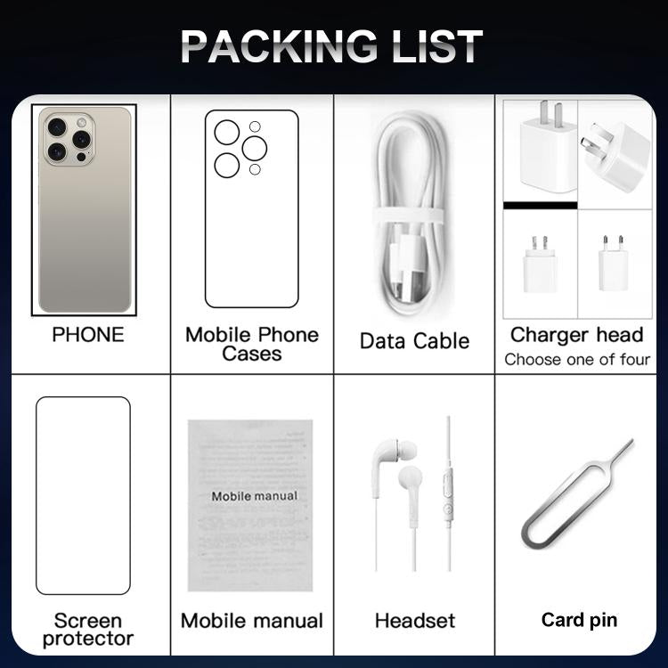 I16 Pro Max / VD1, 3 Go + 32 Go, écran 6,8 pouces Android 10 MTK6753 Octa Core, réseau : 4G, double carte SIM, prise UE, prise US, prise UK, prise AU