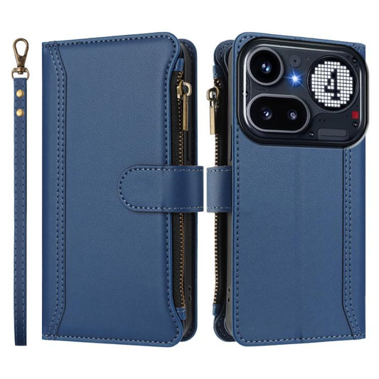 Magnetic Closure 9 Card Slots Zipper Leather Case with Hand Strap, For Nothing Phone 4a Pro, For Nothing Phone 4a, For Nothing Phone 3a, For Nothing Phone 3a Pro, For Nothing CMF Phone 1, For Nothing Phone 2A