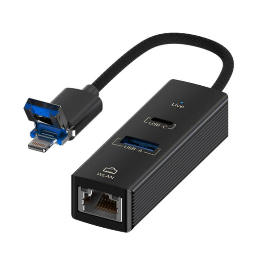 USB / 8 Pin to Type-C RJ45 USB-A HUB Expand Converter, USB / 8 Pin