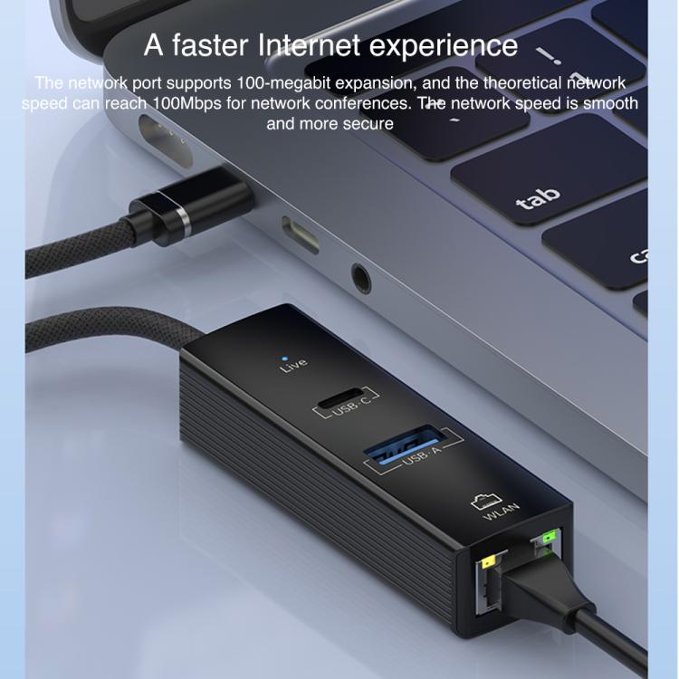 Type-C to Type-C RJ45 USB-A HUB Expand Converter, Type-C