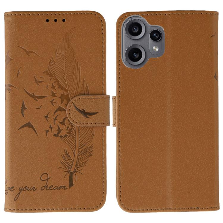 Feather Pattern Litchi Texture Leather Phone Case, For Nothing CMF Phone 2 Pro