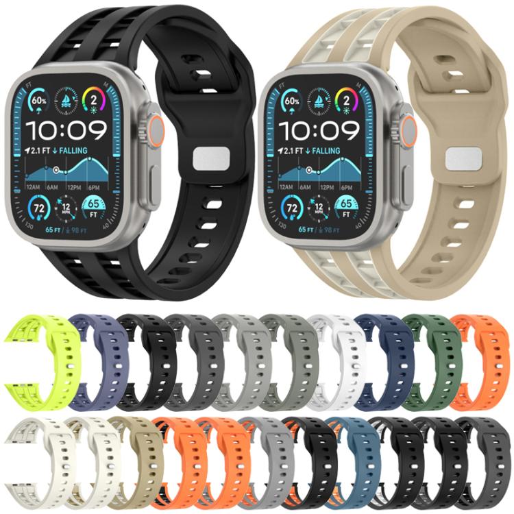 Dual-row Breathable Silicone Watch Band, For Apple Watch 46mm / 49mm / 45mm / 44mm