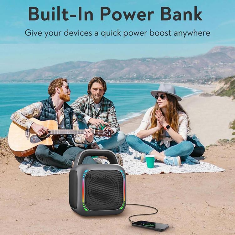 MS6K Portable RGB Dazzling Bluetooth Speaker Outdoor Karaoke Subwoofer, No Mic, Dual Mic