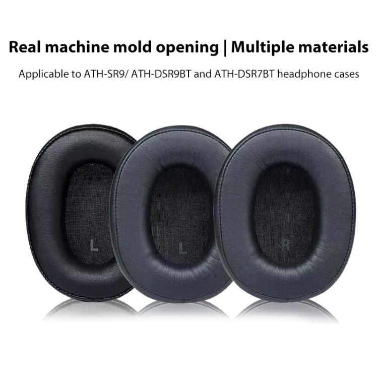 1 Pair Protein Leather Replacement Earpads For Audio Technica ATH-SR9 / DSR9BT / DSR7BT, Black, Titanium Color