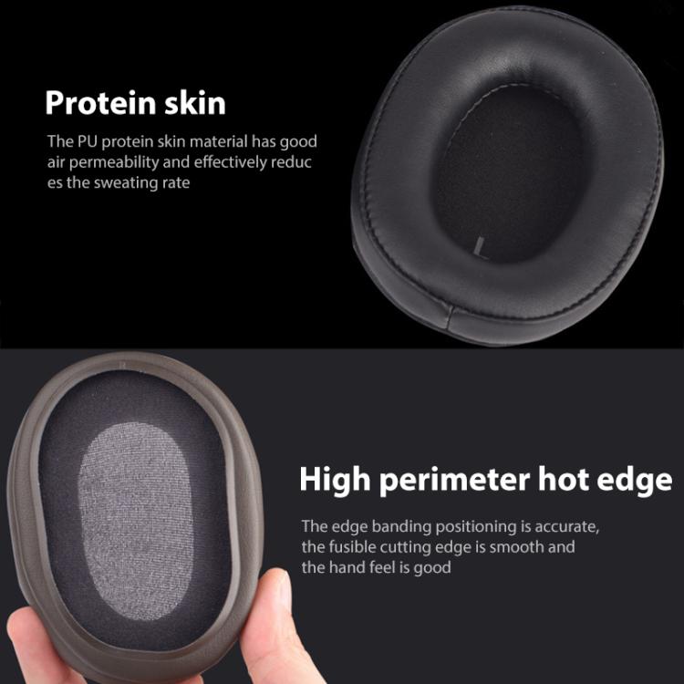 1 Pair Protein Leather Replacement Earpads For Audio Technica ATH-SR9 / DSR9BT / DSR7BT, Black, Titanium Color