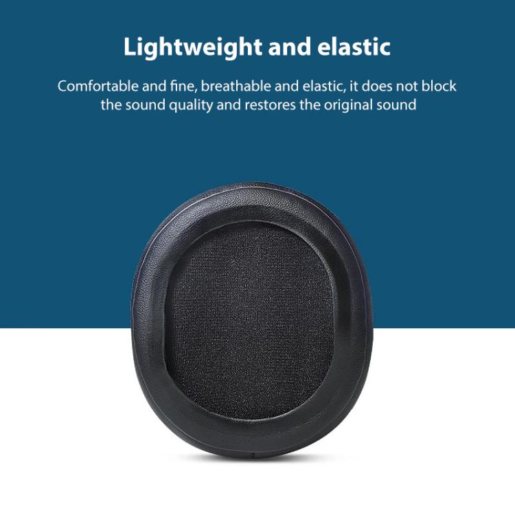 2pcs Sponge Earmuffs Replacement Earpads For Audio Technica ATH-M60X, Black Protein Leather, Black Lambskin