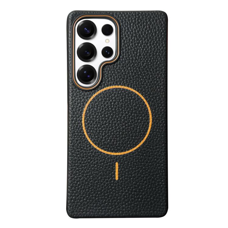 Thin Circle MagSafe Litchi Grain TPU Phone Case, For Samsung Galaxy S25 5G, For Samsung Galaxy S25+ 5G, For Samsung Galaxy S25 Ultra 5G, For Samsung Galaxy S24 FE 5G, For Samsung Galaxy S24 Ultra 5G, For Samsung Galaxy S24+ 5G, For Samsung Galaxy S24 5...