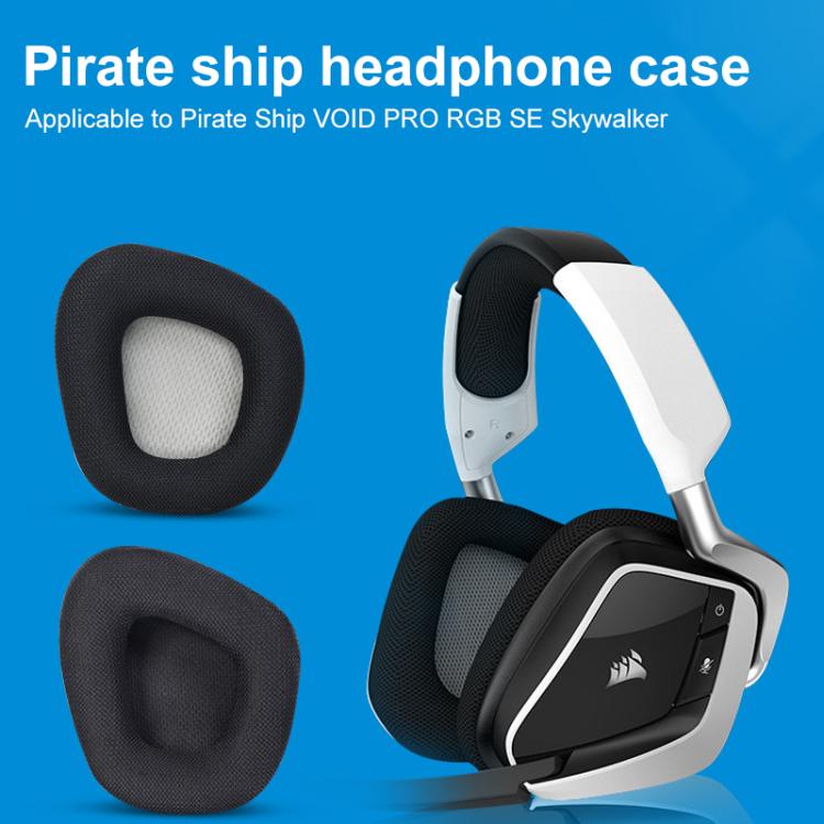1 Pair Protein Leather and Ice Silk Cloth Cotton Replacement Earpads For Corsair VOID PRO RGB SE
