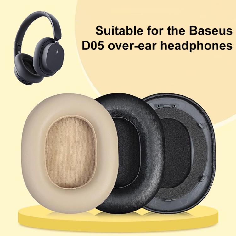 1 Pair Protein Leather Replacement Earpads For Baseus D05, For Baseus D05(Black), For Baseus D05(Grey), For Baseus D05(Apricot)