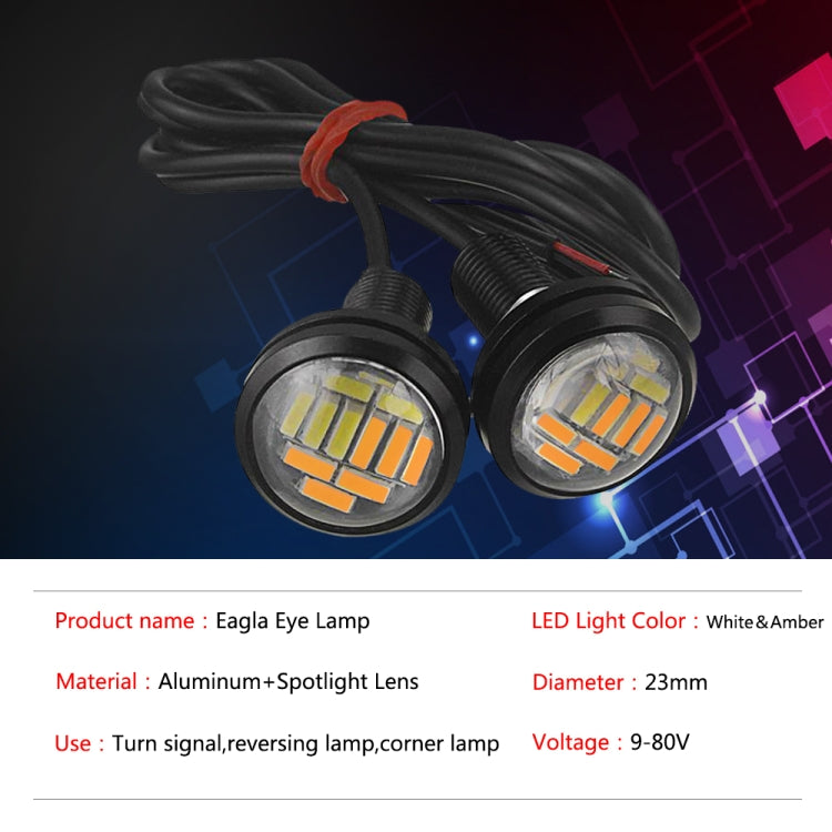 10 PCS 23mm 12LEDs SMD-4014 DC9-80V Motorcycle Eagle Eye Light, 12LEDs SMD-4014, 12LEDs SMD-4014(White Light)