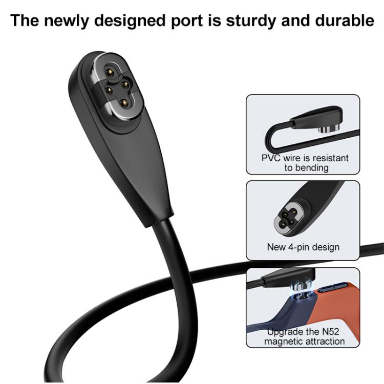 Bone Conduction Earphone Magnetic Charging Cable For Shokz OpenSwim Pro S710, USB to 4 Pin, Type-C to 4 Pin