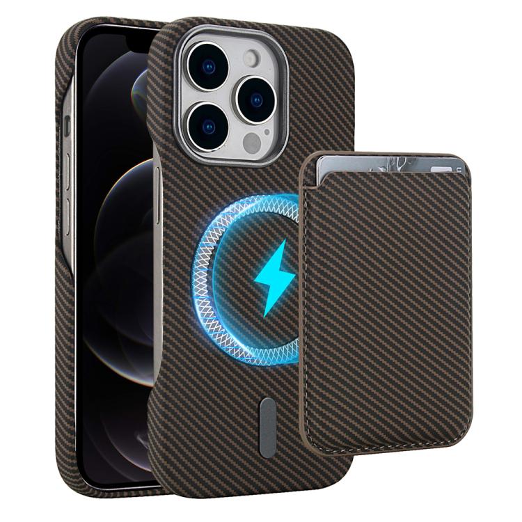 Carbon Fiber MagSafe Magnetic Card Holder Phone Case, For iPhone 12, For iPhone 12 Pro Max, For iPhone 12 Pro