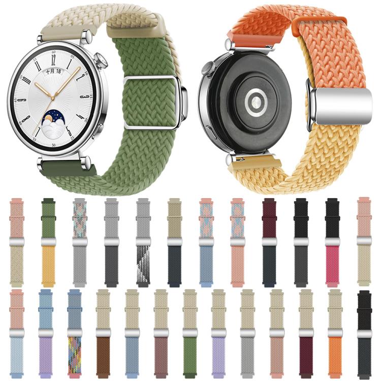 Woven Splicing Color Magnetic Silver Buckle Watch Band, 18mm