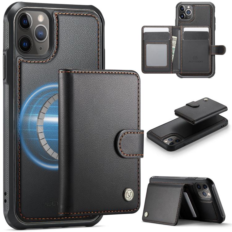 JEEHOOD J09 Buckle Card Bag MagSafe Magnetic Style RFID Leather Phone Case, For iPhone 13 Pro Max, For iPhone 13 Pro, For iPhone 13, For iPhone 12 / 12 Pro, For iPhone 11 Pro Max, For iPhone 11, For iPhone 11 Pro