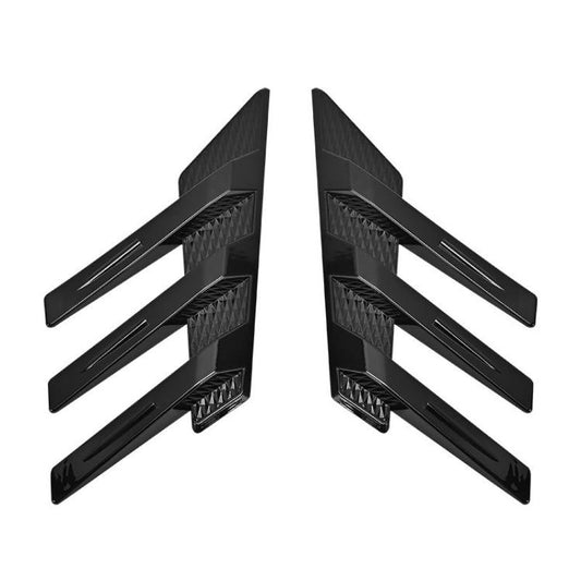 1 Pair Car Rear Windshield Air Cent Shark Fin Decorative Sticker, Carbon Pattern, Bright Black