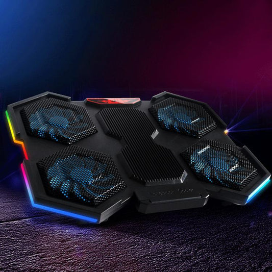 NUOXI YL-021 6-Fans RGB Light Laptop Radiator Adjustable Cooling Holder, YL-021