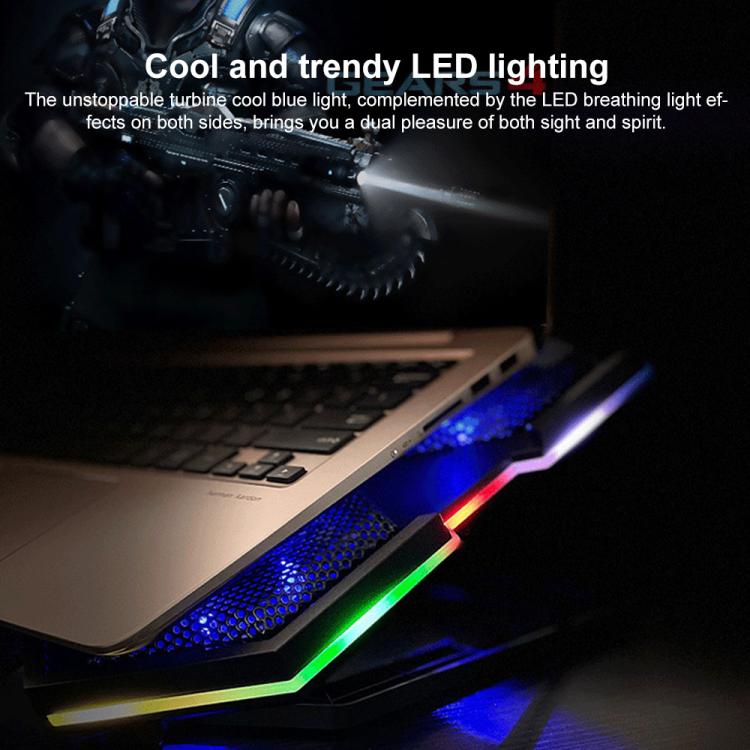 NUOXI YL-021 6-Fans RGB Light Laptop Radiator Adjustable Cooling Holder, YL-021