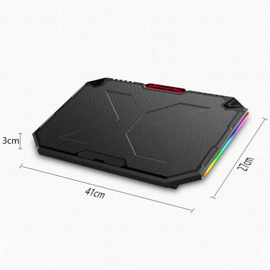 NUOXI YL-018 5-Core Fans Ultra-quiet Laptop Cooler RGB Light Cooling Holder, YL-018