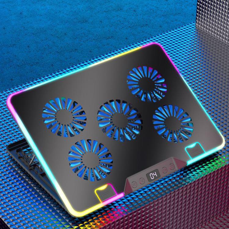 NUOXI F36-5 6-Speed Adjustable 5 Fan Laptop Cooler with RGB, NUOXI F36-5