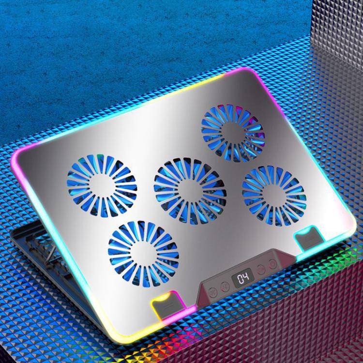 NUOXI F36-5 6-Speed Adjustable 5 Fan Laptop Cooler with RGB, NUOXI F36-5