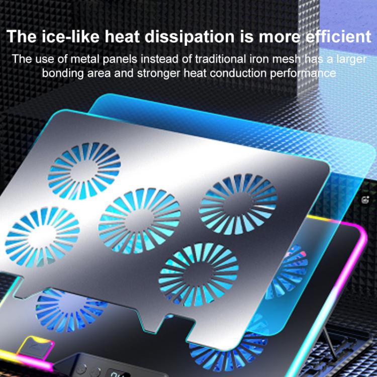 NUOXI F36-5 6-Speed Adjustable 5 Fan Laptop Cooler with RGB, NUOXI F36-5