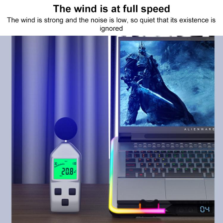 NUOXI F36-5 6-Speed Adjustable 5 Fan Laptop Cooler with RGB, NUOXI F36-5