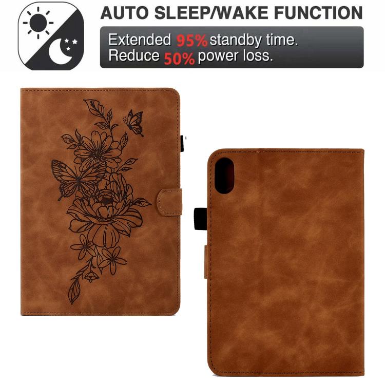 Peony Butterfly Embossed Leather Smart Tablet Case, For Xiaomi Redmi Pad 2