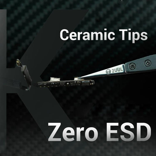 2uul TW32 Black K Flat Tip ESD-Safe Ceramic Tweezers, 2uul TW32