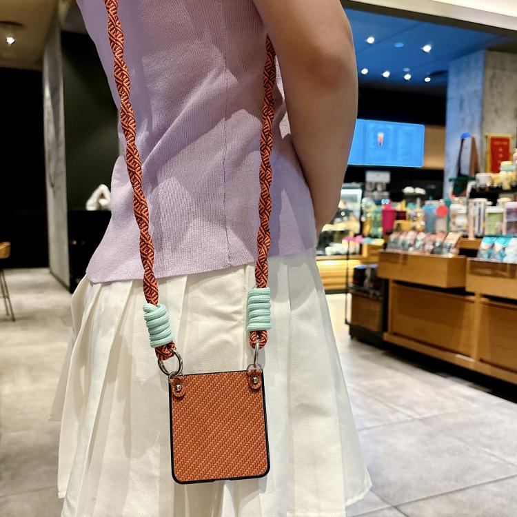 Woven Texture Phone Case With Colorful Lanyard, For Galaxy Z Flip8 5G, For Samsung Galaxy Z Flip7 5G