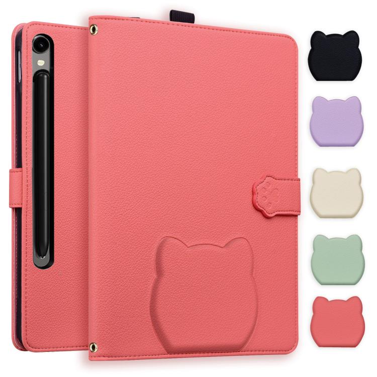 Cat Skin-feel Litchi Leather Smart Tablet Case