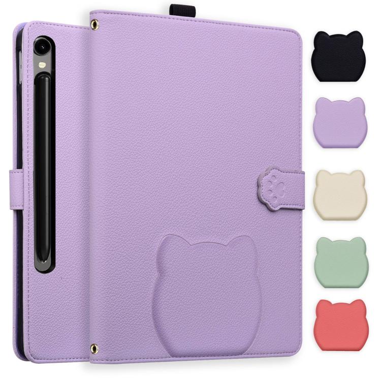 Cat Skin-feel Litchi Leather Smart Tablet Case