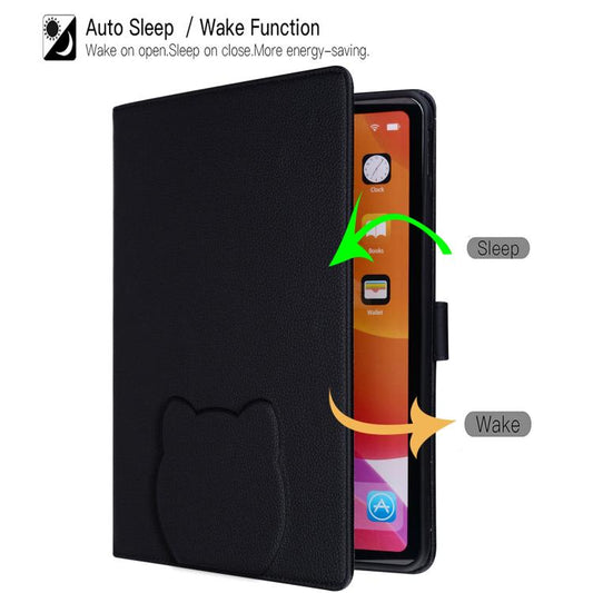 Cat Skin-feel Litchi Leather Smart Tablet Case
