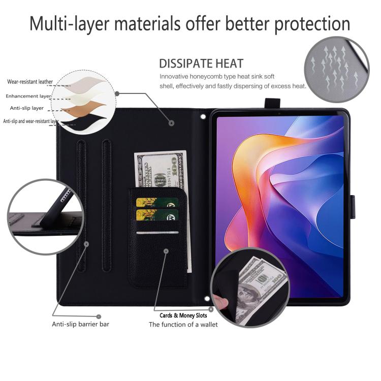 Cat Skin-feel Litchi Leather Smart Tablet Case