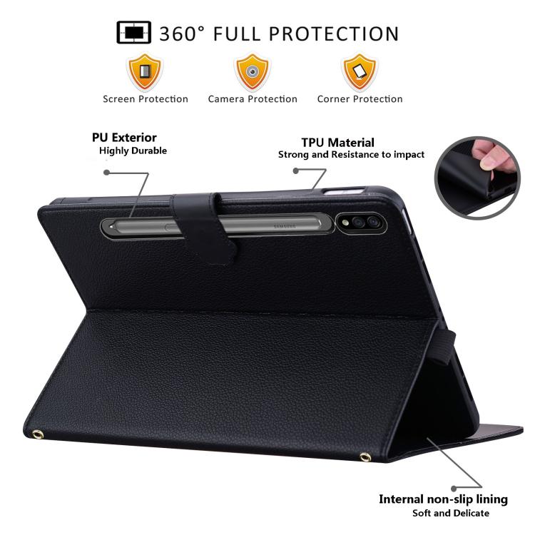 Cat Skin-feel Litchi Leather Smart Tablet Case