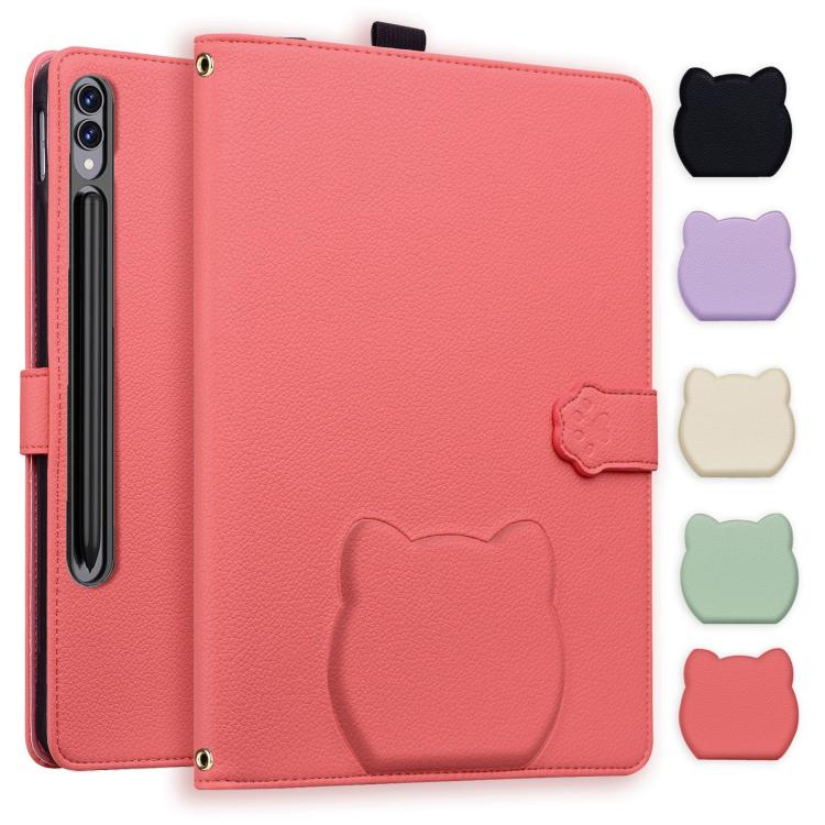 Cat Skin-feel Litchi Leather Smart Tablet Case
