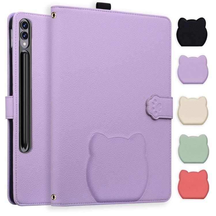 Cat Skin-feel Litchi Leather Smart Tablet Case